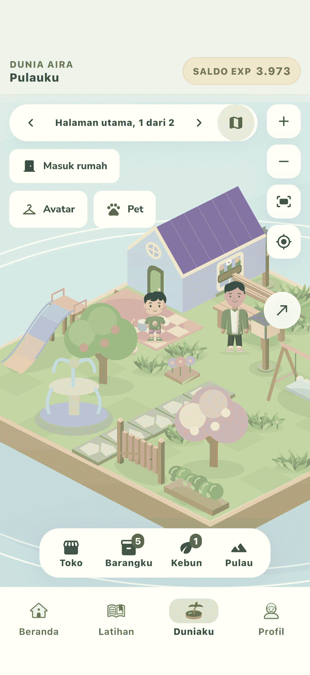 Pulauku: rumah, avatar & pet